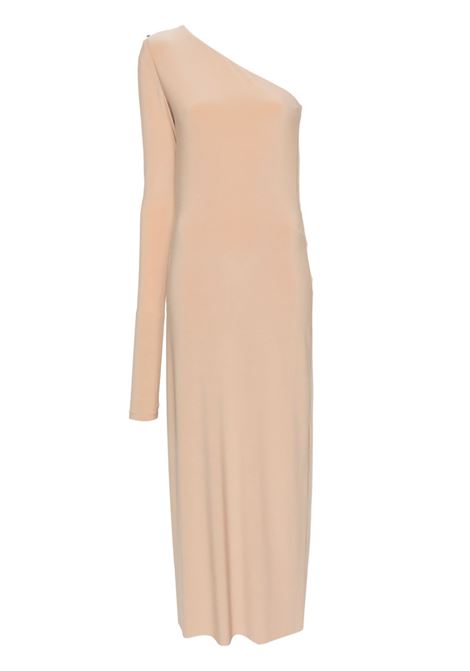 Maxi abito monospalla in beige - donna